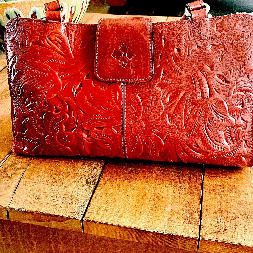 Patricia Nash Rienzo Satchel Ochre Leather with Dust Bag